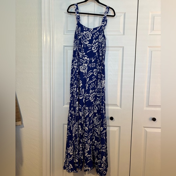 City Chic Pants - City Chic Blue and White Floral Jumpsuit